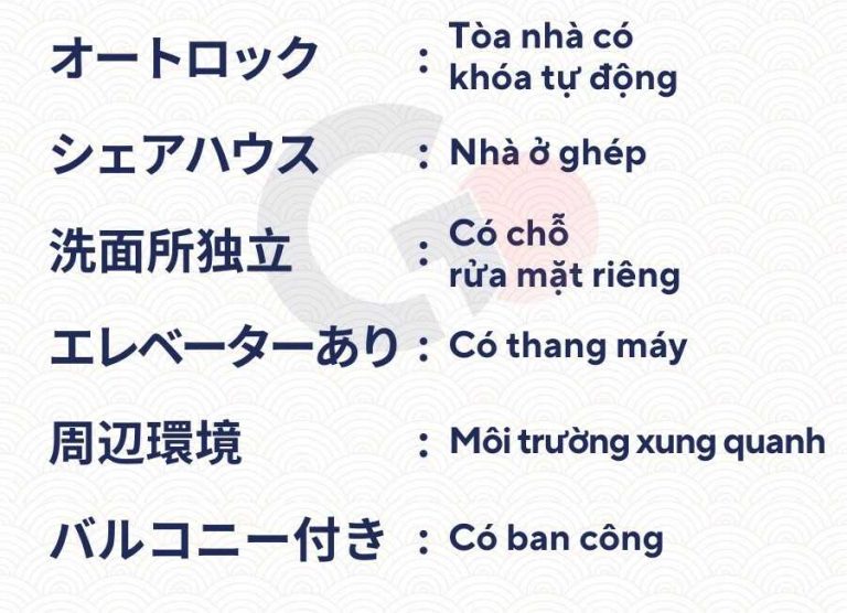Từ vựng cần biết khi đi thuê nhà tại Nhật